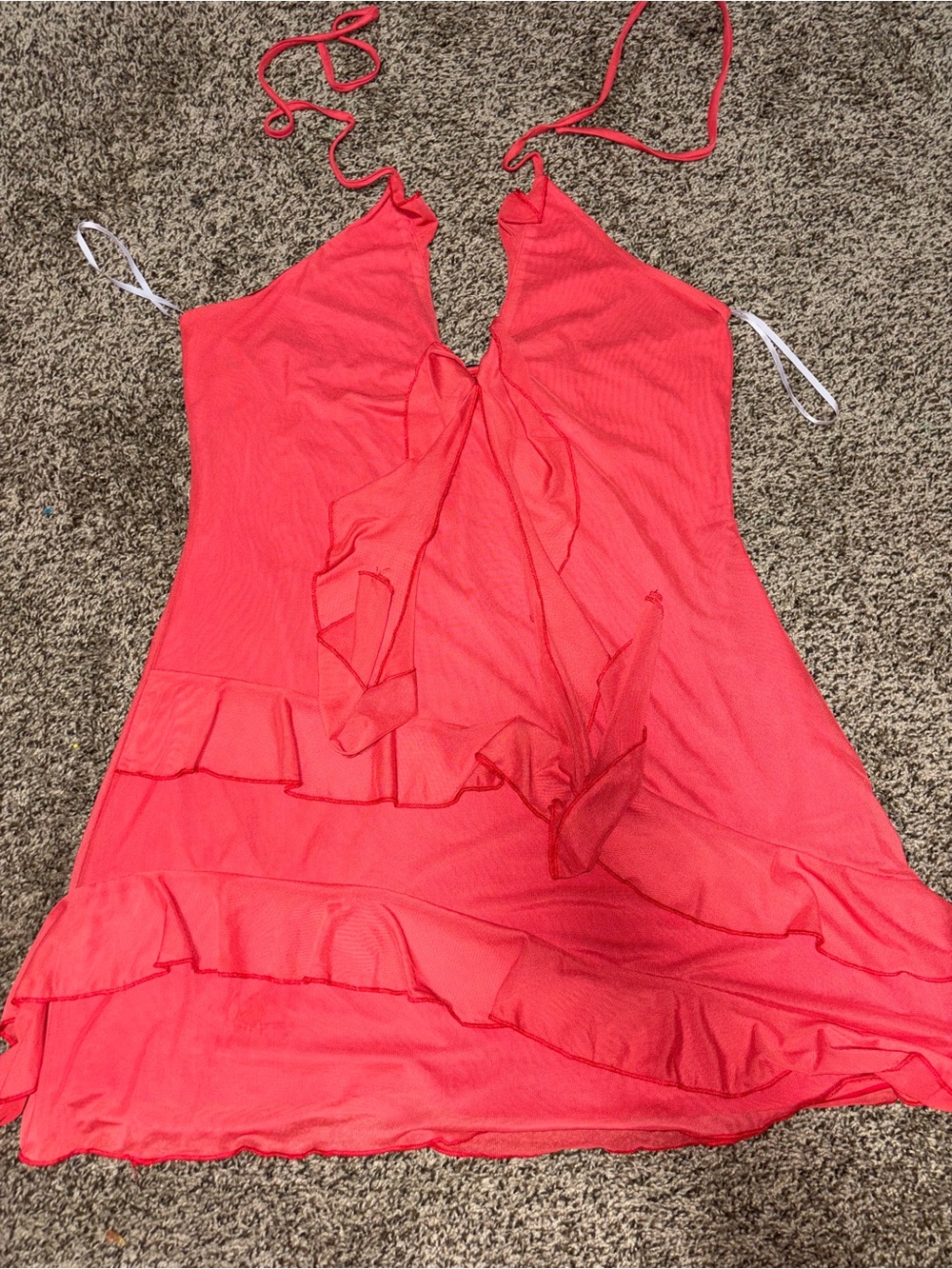 Princess Polly Coral Pink Ruffle Mini Dress